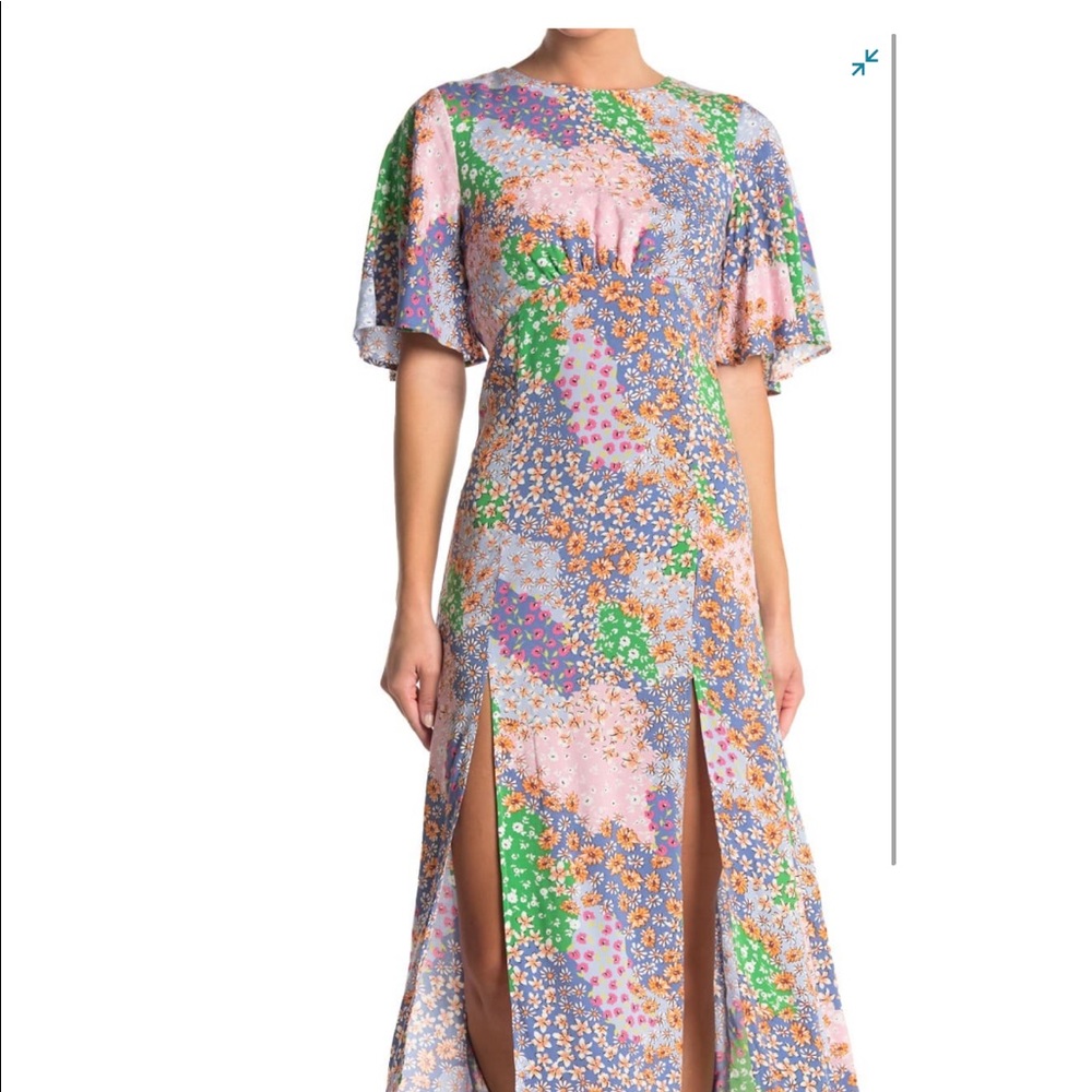 Topshop Multicolor Floral Midi Dress - Lavender, Pink, Green